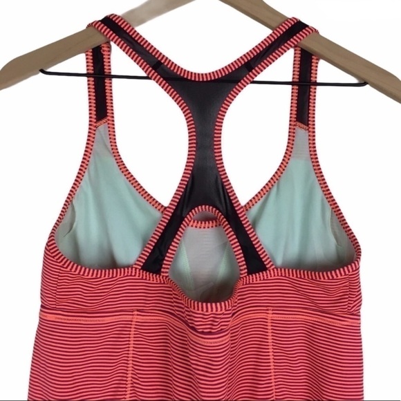 NIKE Top Racerback Sports Bra Stripe Mesh Keyhole Athletic Sportswear Size Large - Picture 4 of 14